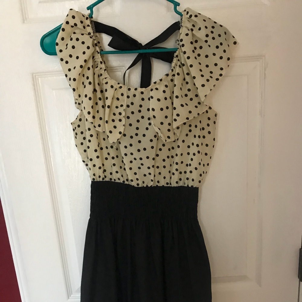 Black and cream polka dot dress